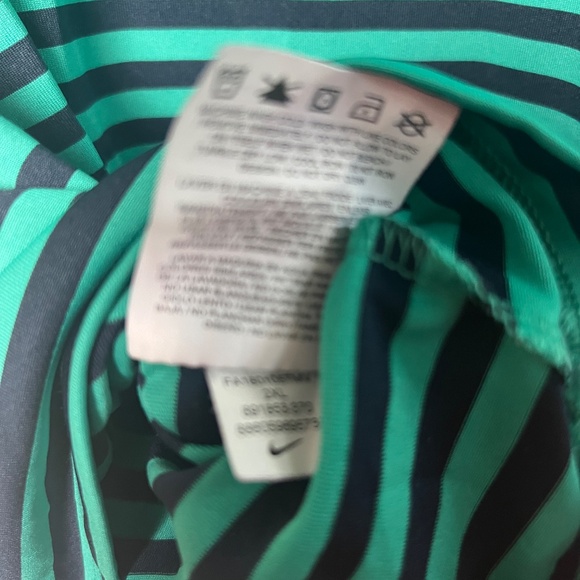 Nike Golf Dri Fit Performance Teal Blue Striped Black Swoosh Polo Shirt Mens 2XL - Picture 3 of 10